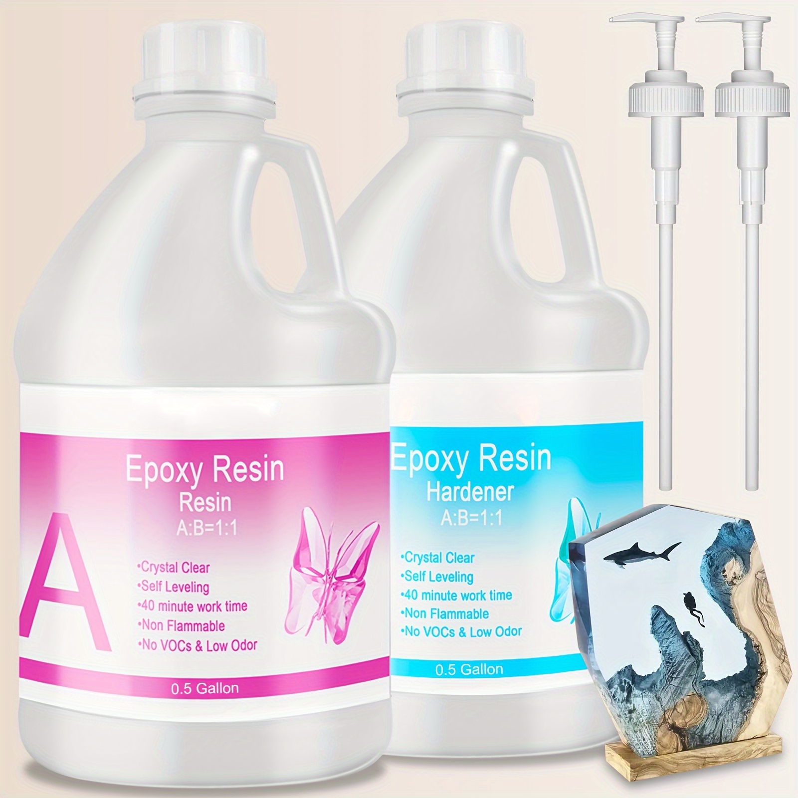 

Epoxy Resin Crystal 1 Gallon With Pump Set For Coating, Casting, Resin Art, Jewelry, Tabletop, Bar Top, Live Edge Tables, Fast Curing 2 Part Epoxy Casting Resin Set