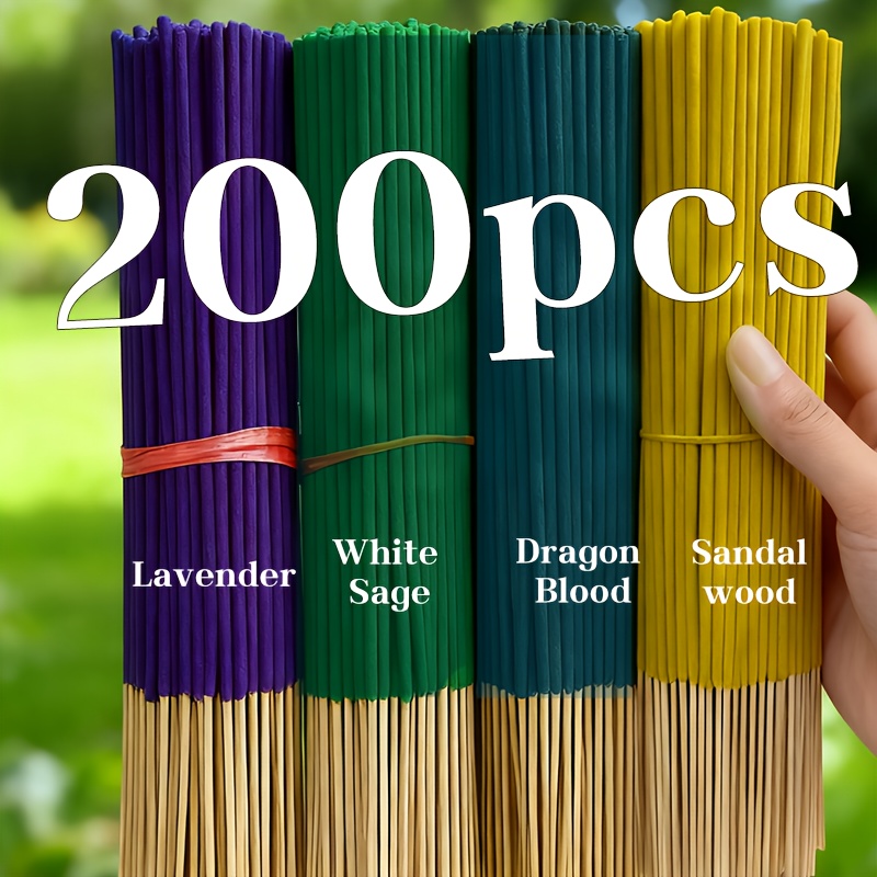 TEMU 4 Sets Of 200pcs Sticks - Including Jasmine, Rose, Patchouli, And Wood Scents - Suitable For Purification, Yoga Meditation, And