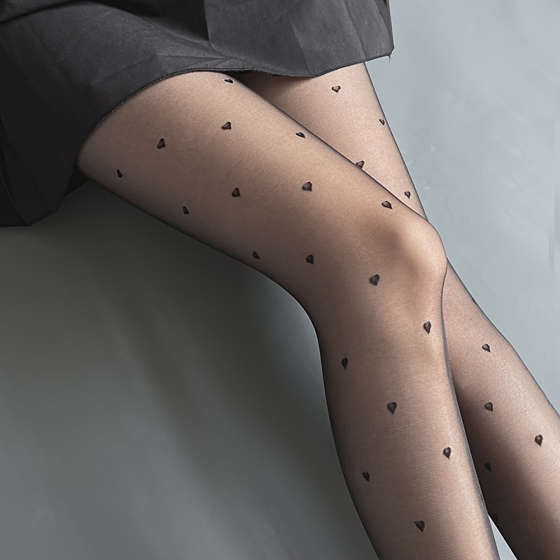 Image of 1 Pair Of Pantyhose With Bows Or Hearts, For Teenager