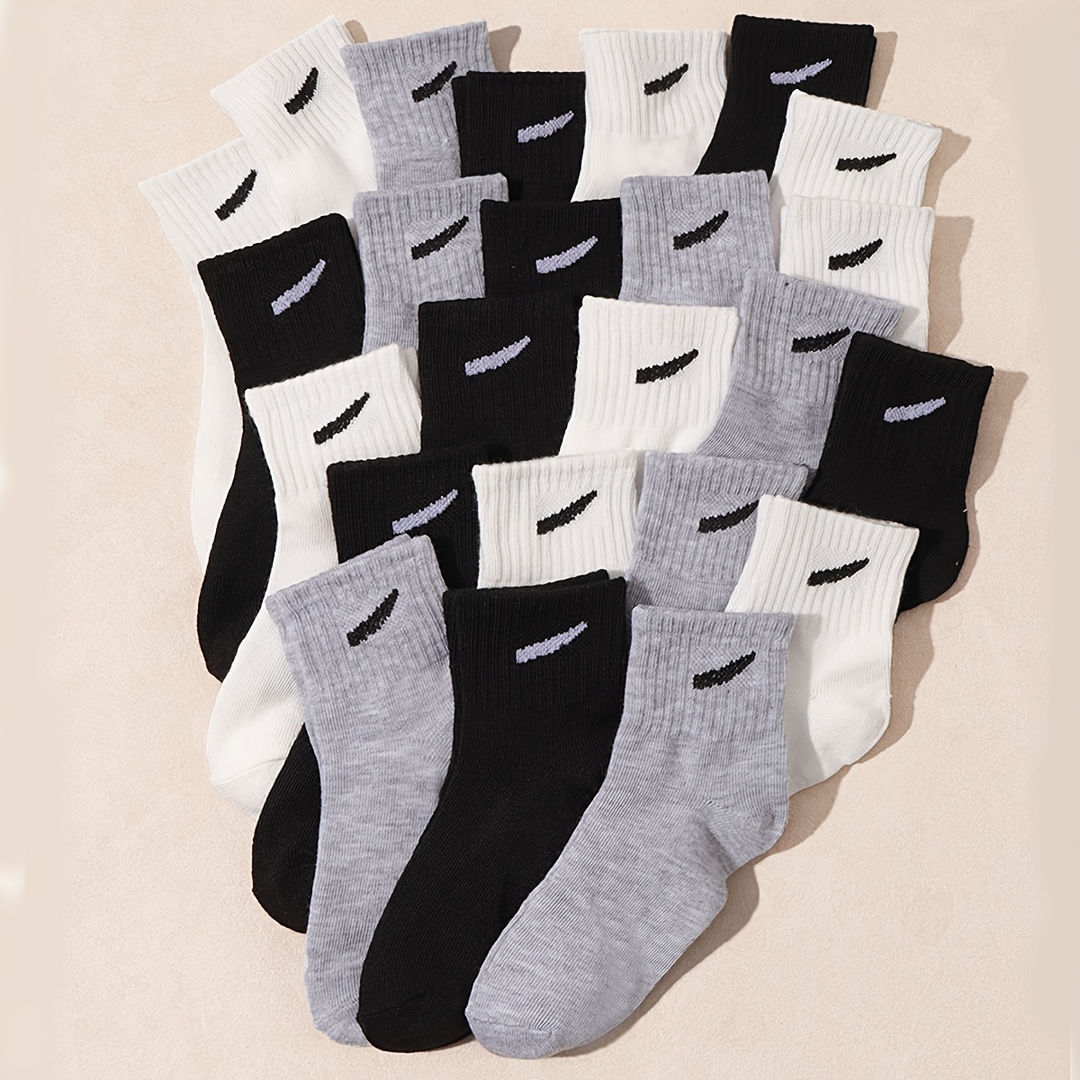 E-shop 12 Paar Kinder-Sportsocken für Frühling/Sommer, wahlweise einfarbig, wadenhoch
