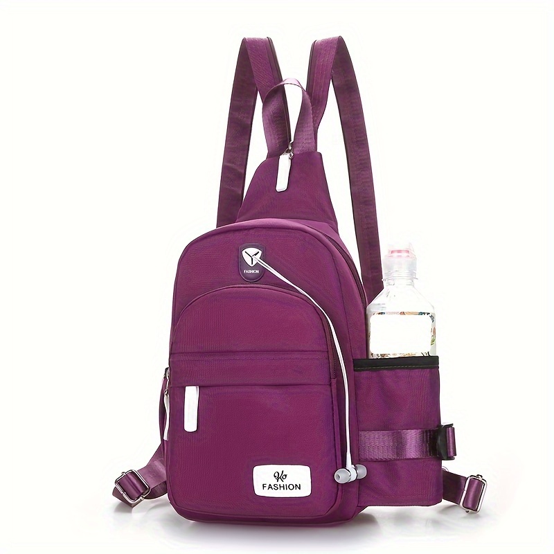 

Women's Fashion Backpack, Casual Style Sling Bag, Lightweight Travel Daypack With Multi-pockets, Versatile Purple Shoulder Bag For Ladies