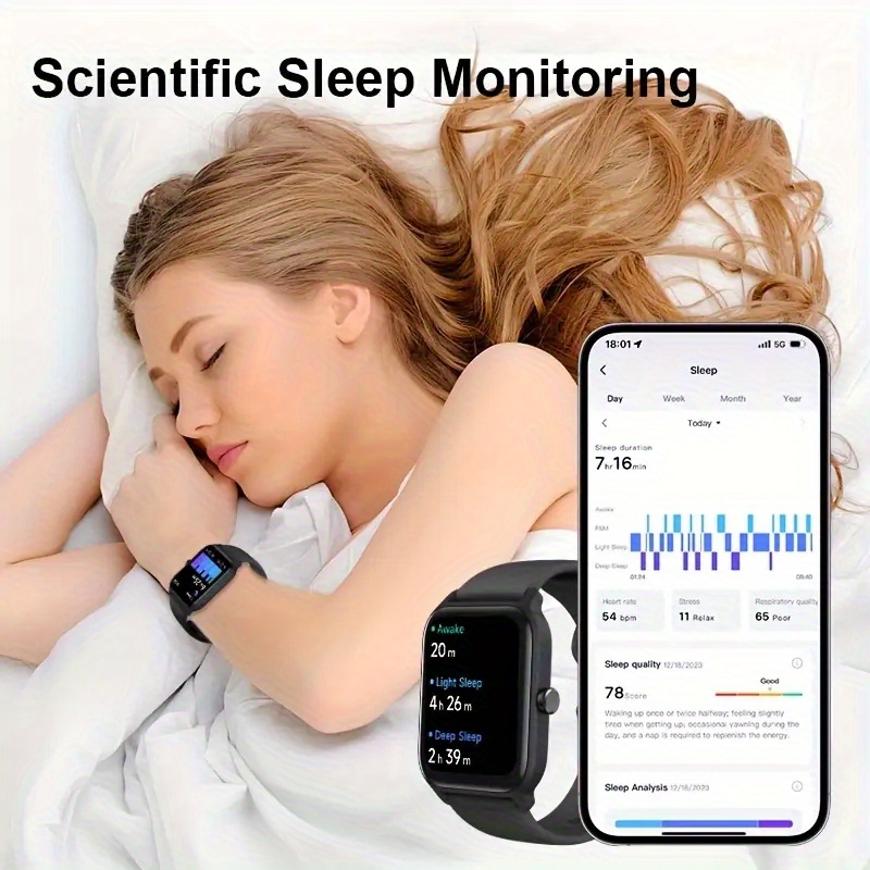 Montre Connectée 1,83 Pouces pour Femmes/Hommes, Plus de 100 Modes Sportifs, Compatible Android et IOS, Montre Légère, Écran Tactile Fluide, Bracelet en Silicone, Compagnon d'Exercice, Surveillance de la Santé/Notifications/Compteur de Pas/Calories/Activité, Appareil Connecté Moderne, Tracker