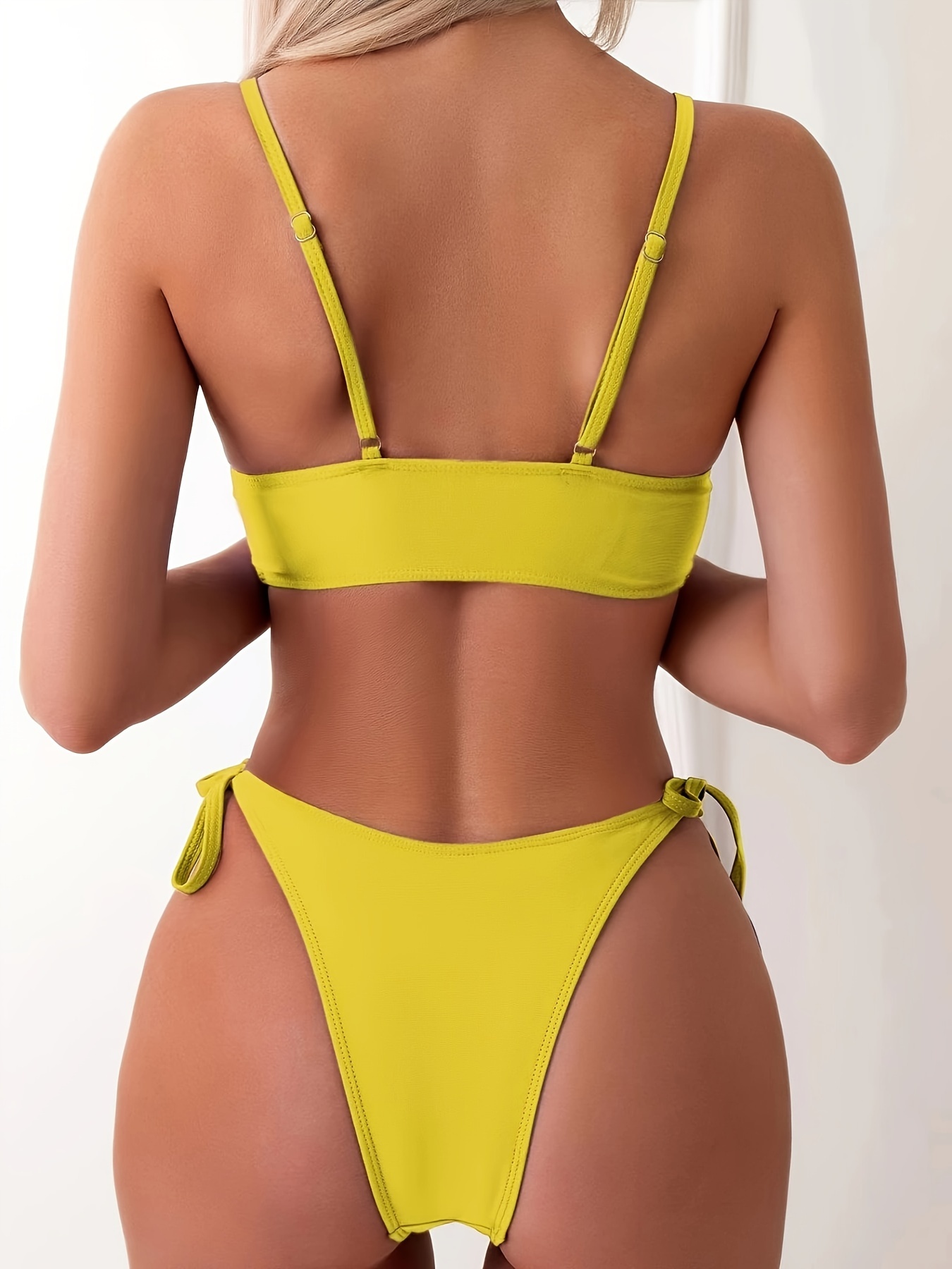 TABANA Women's 3 Piece Sexy Bandeau Bikini Set Removable Straps Tube Top  Thong Slit Mini Cover Up Beach Skirt Padded Swimsuit, Yellow, Medium :  : Clothing, Shoes & Accessories