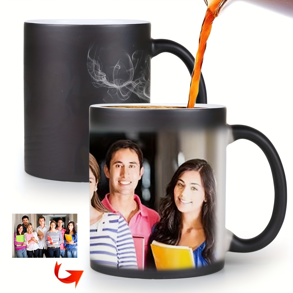 

1pc, Photo Customization Coffee Mug, Color Changing Coffee Cup, Commemorative Ceramic Mug, Summer And Winter Drinks, Birthday Gift, Holiday Gift, Customized Gift 330ml/11oz