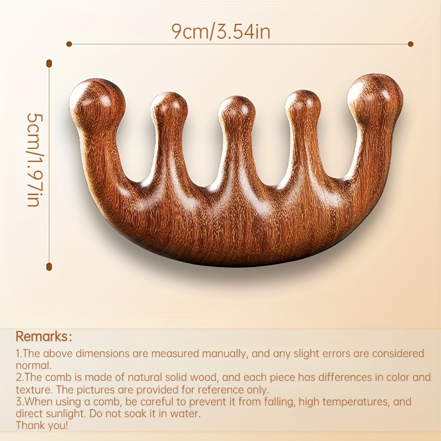 Peine de masaje de sándalo natural, ideal para masajear el cuero cabelludo, nutrir el cabello y el cuidado capilar, relajar la mente. Perfecto para uso personal o como regalo para amigos