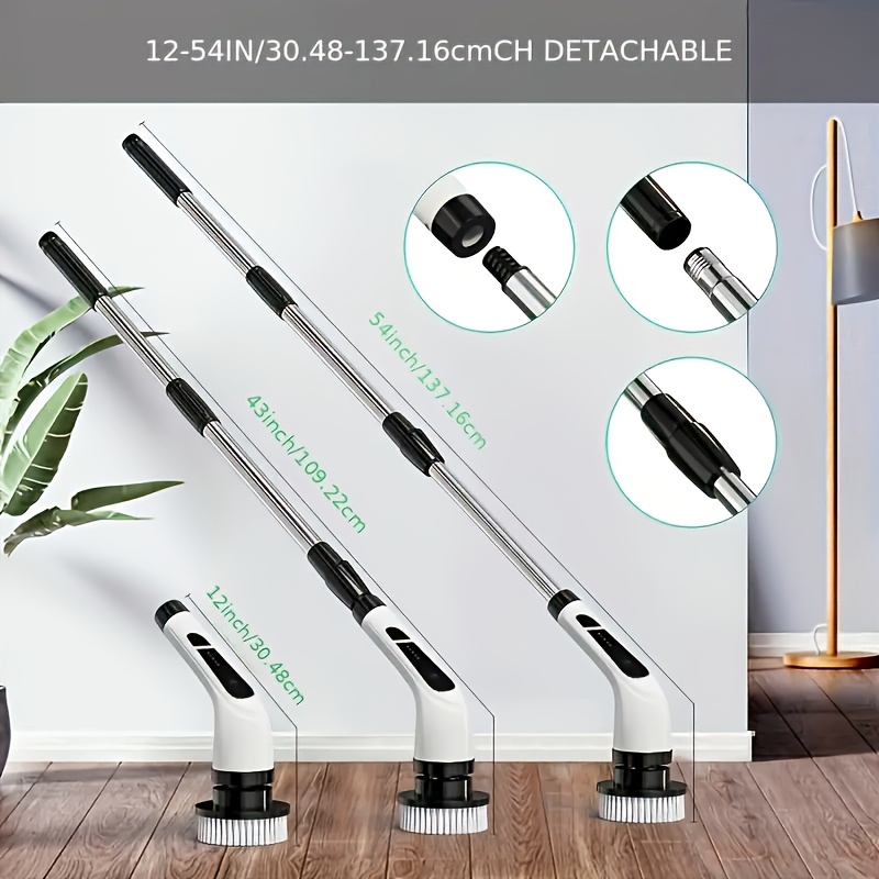 9 in 1 electric convenient rotating cleaning brush wireless shower brush interchangeable brush heads adjustable telescopic handle with a 2 speed electric cleaning brush suitable for floors bathrooms bathtubs tiles kitchens occasions like valentines day birthdays and more details 3