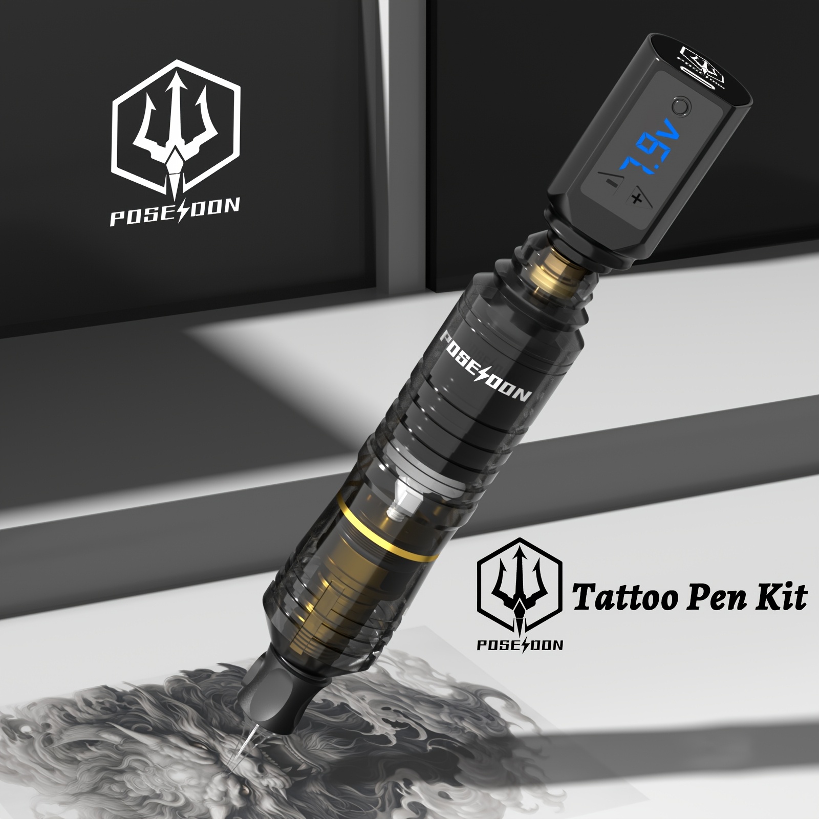 Kit Machine à Tatouer Professionnel Stylo - Avec Aiguilles & Encre - Tension 5-12V - Neuf
