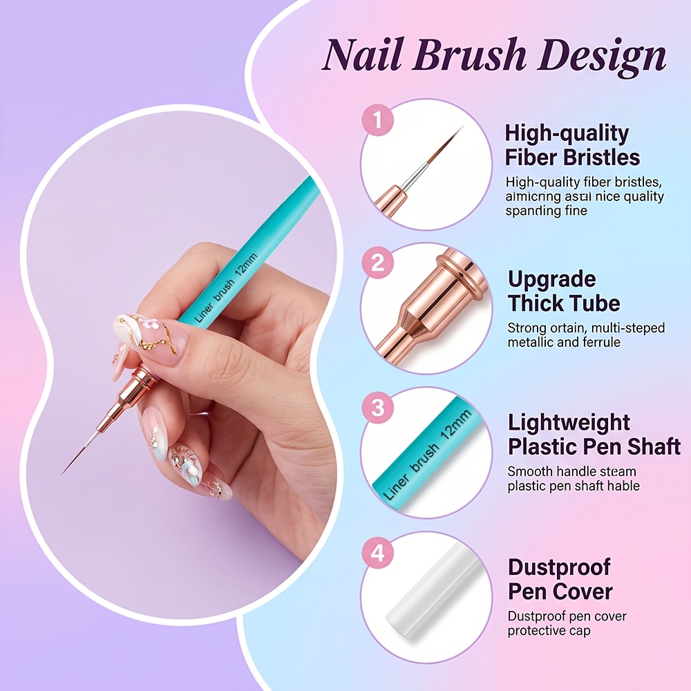 11pcs Professional Nail Brush & Rhinestone Dotting Pen Set