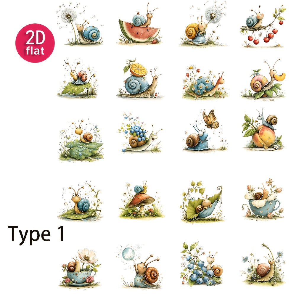 Brand Ruonaorou 2d Flat 1 Pack Snail Stickers Decoration 2d Plane Cutting Book Diary Photo Stationery Stickers