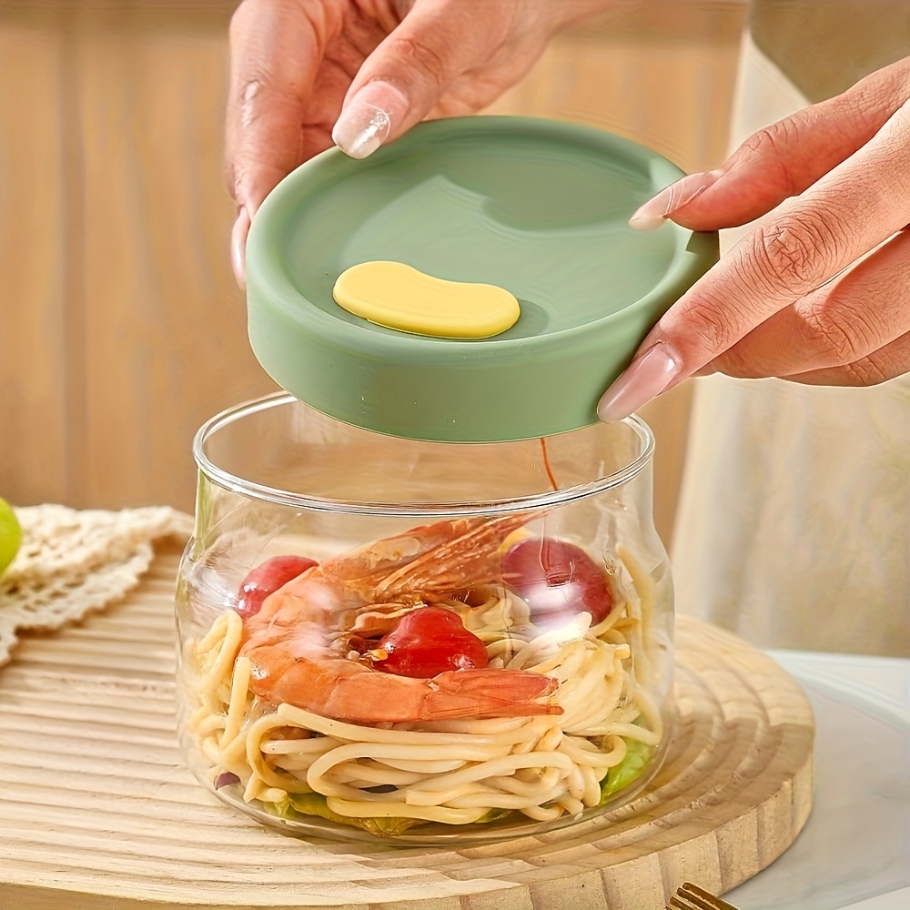 TEMU Large Capacity Circular Sealed Lunch Box Microwave Heating Heat-resistant Glass -keeping Glass Storage Tank, Refrigerator Fresh-keeping Box,