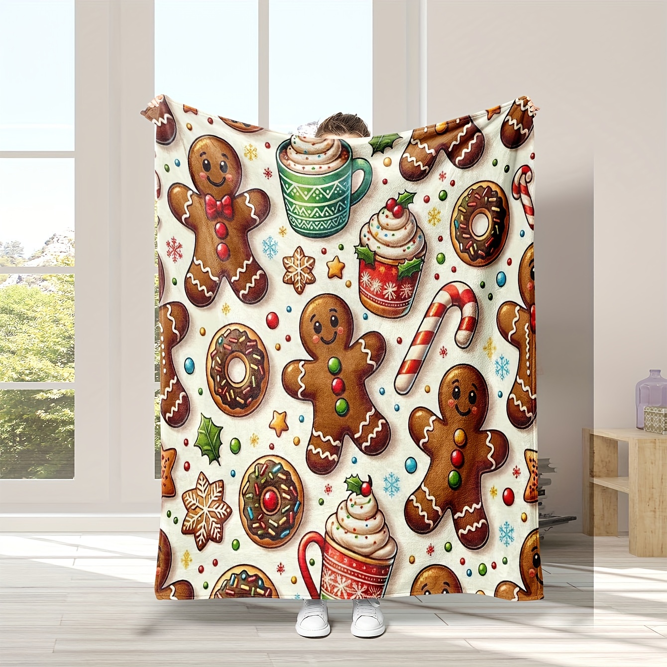 

Festive Christmas Printed Fleece Throw Blanket - Perfect Gift For