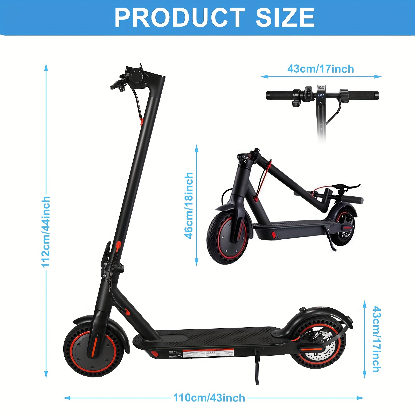 item picture 8.5-inch Foldable Adult Electric Scooter With LED Display Screen, Motor Power Range Of 350W, 10.4Ah Capacity Lithium Battery, 3 Speed Modes, Maximum Range Of 21 Miles, Maximum Load Capacity Of 120 Kilograms
