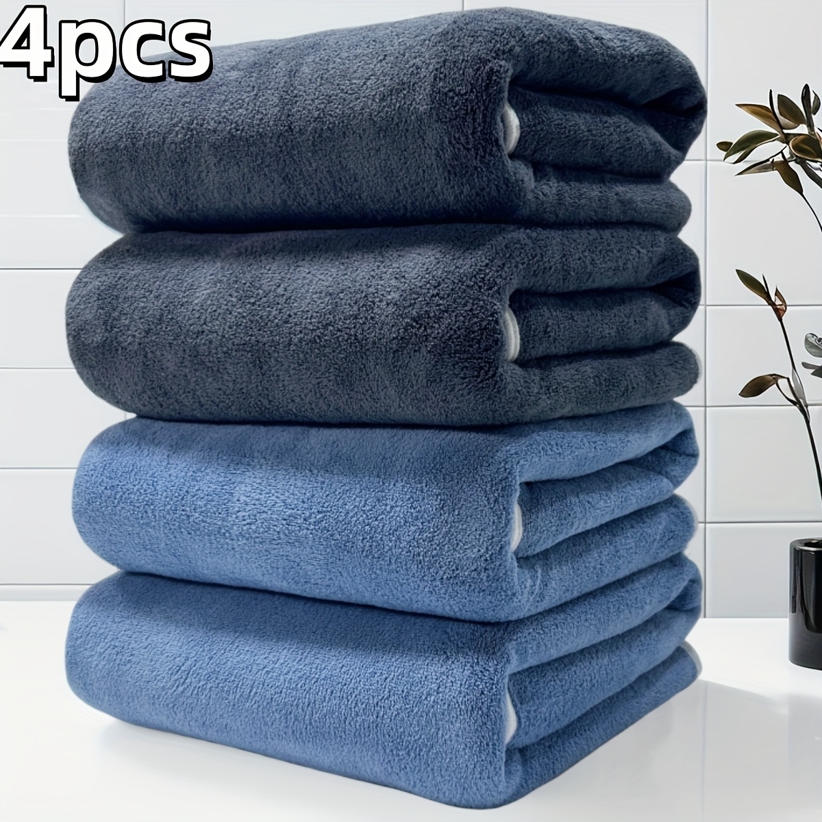 TEMU 4pcs Towel Set, Size 27.5 X 55.1 Inches, Quick-dry, Fast Absorbent, Lightweight, Suitable For Home, Hotel And Spa, Camping Towel Set, 80%