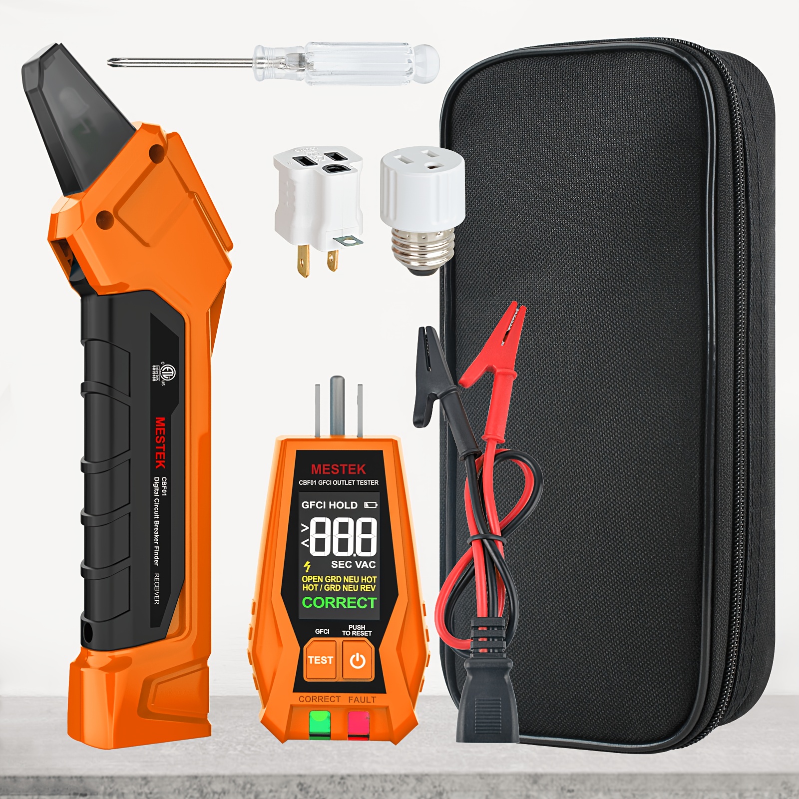   cbf01 digital circuit breaker finder transmitter receiver set with complete accessories 90 135v gfci socket tester color screen sound light alarm   off ac circuit detector for household commercial use