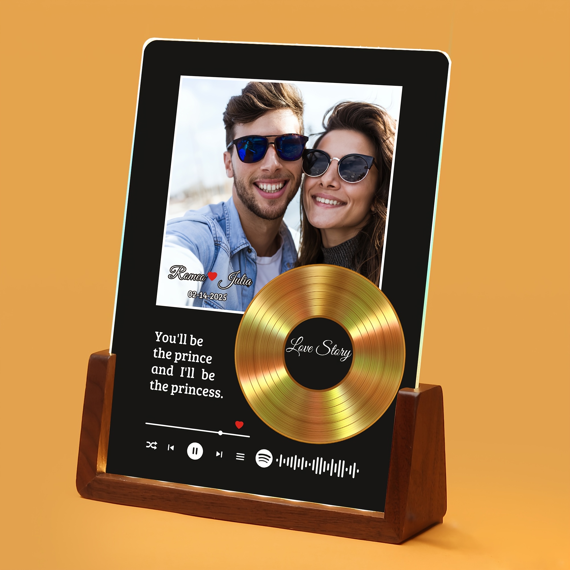 TEMU [2d Flat] Personalized Valentine's Day Gifts For Him Her, Acrylic Photo Plaque, Custom Anniversary Plaque Gifts For Boyfriend Girlfriend Couple,