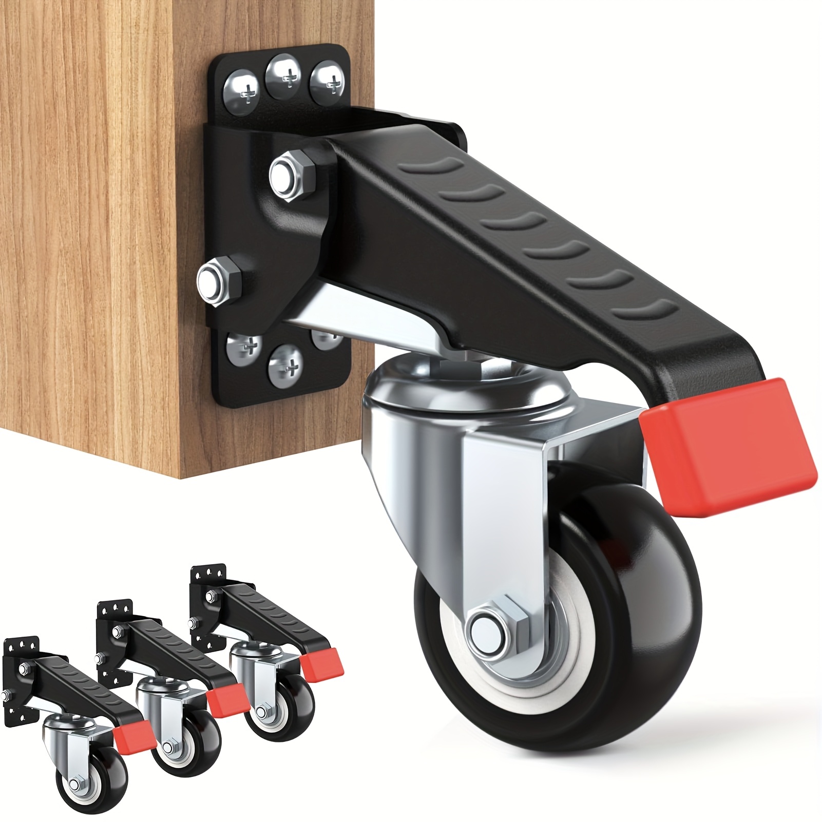 TEMU Set Of 4 Caster Wheels For Workbenches, Supporting Up To 720 Lbs - Features Quick Release And Retractable Wheels, Made From Adjustable