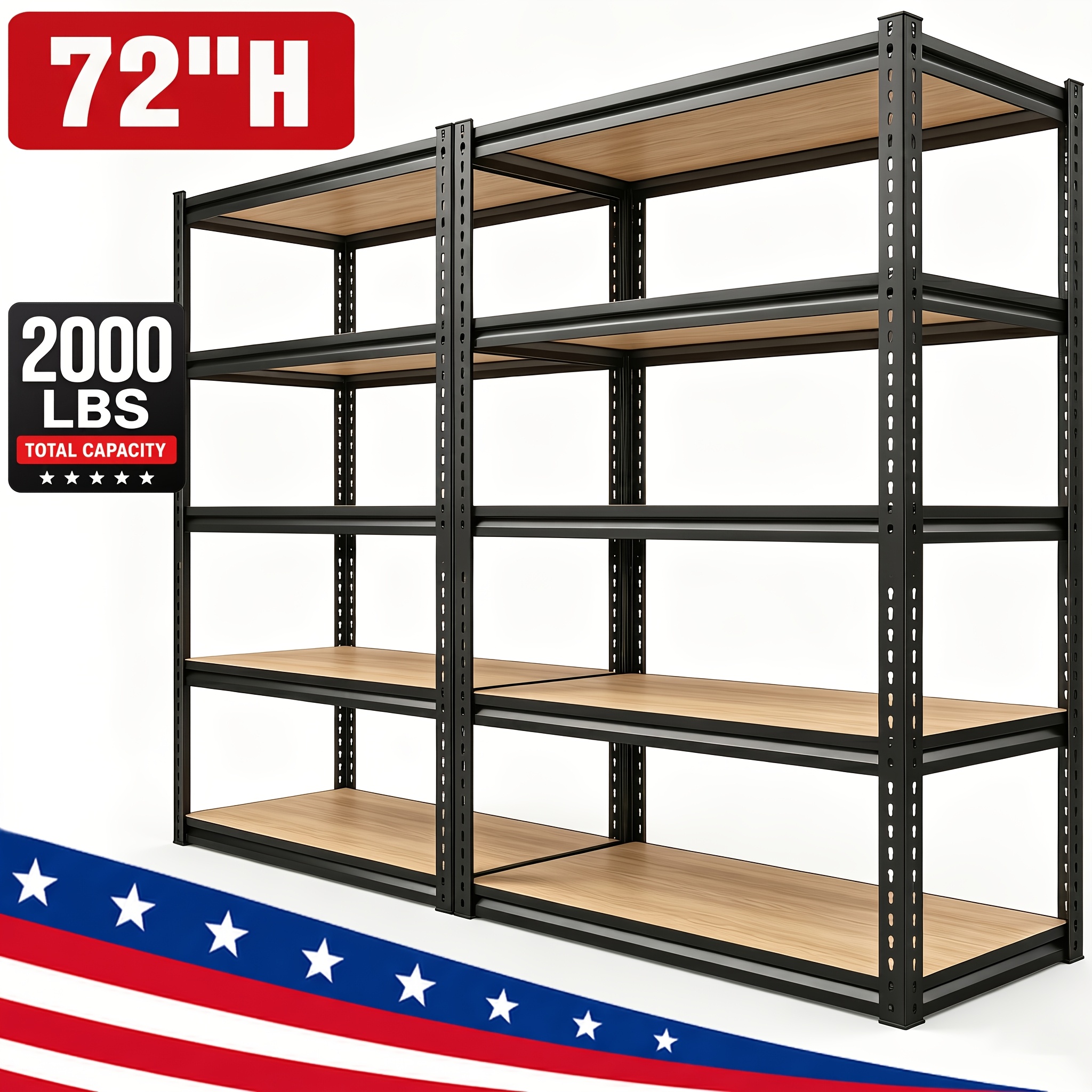 item picture 72-Inch Heavy-Duty Metal Storage Shelving Unit, Adjustable Multi-Tier Utility Rack, Freestanding Kitchen Pantry Organizer And Clothes Storage Rack, Easy Assembly Garage Shelves for Warehouse, Bedroom, Home, And Office, Utility Shelves