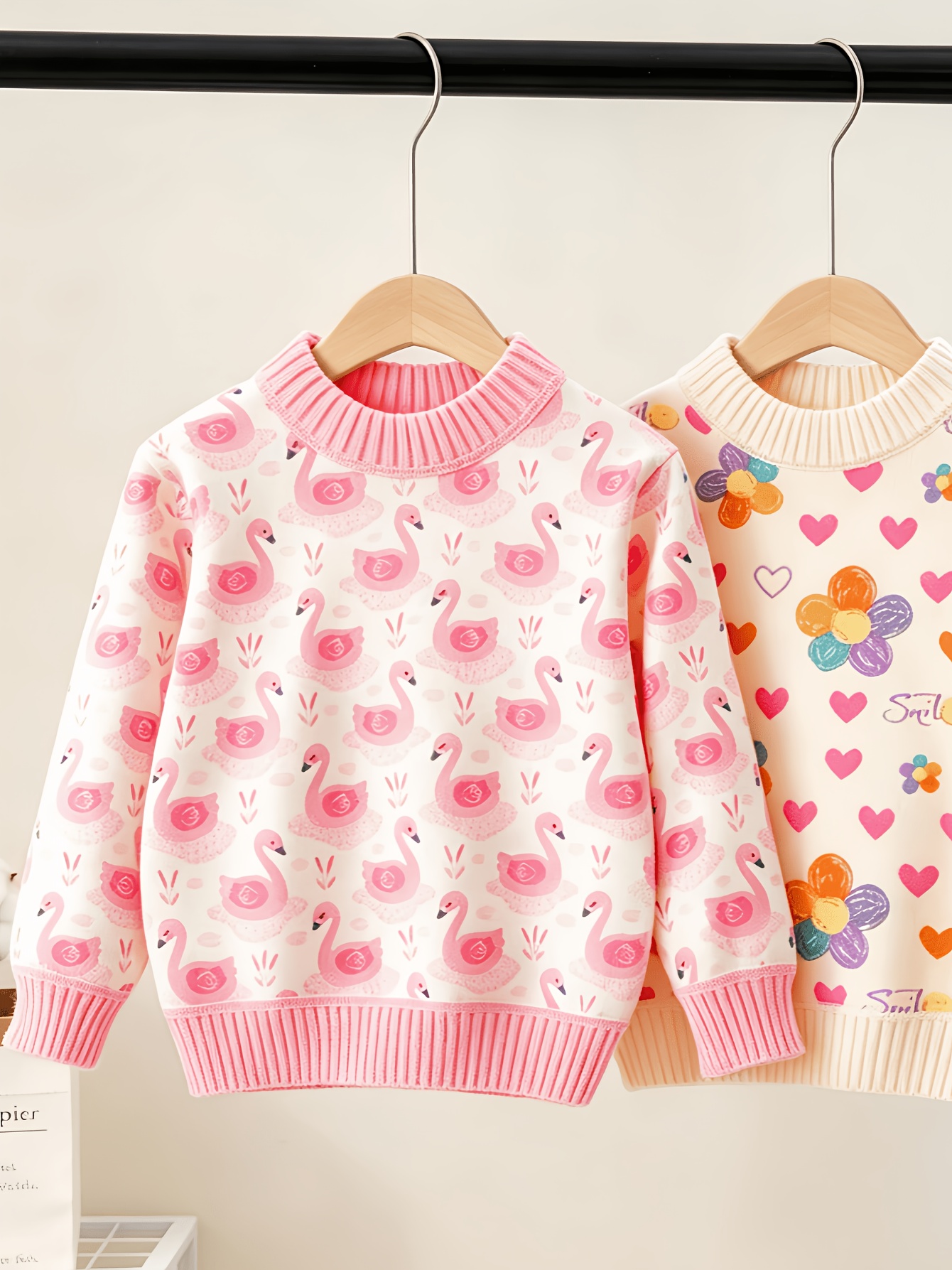 Fall Winter 2pcs Set Plush Print Knit Cardigan