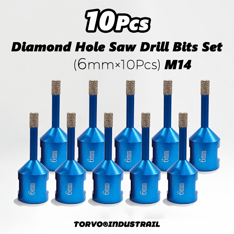 item picture 10pcs m14 threaded dry vacuum brazed diamond drill bits for tile holes 6 8 10 12  drilling   suitable for tile granite marble sets renovation