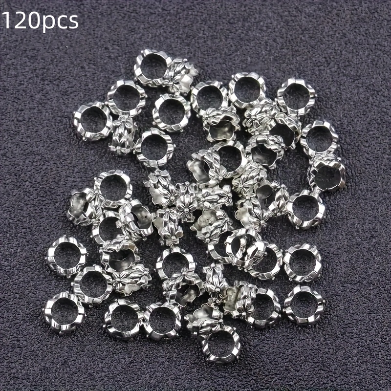 Image of 120pcs Alloy Flower Beads - Pink White Making Material, Necklace Bracelet Keychain Accessories, Durable Metal Bead Set, Exquisite Earring Design Components. A For . Christmas