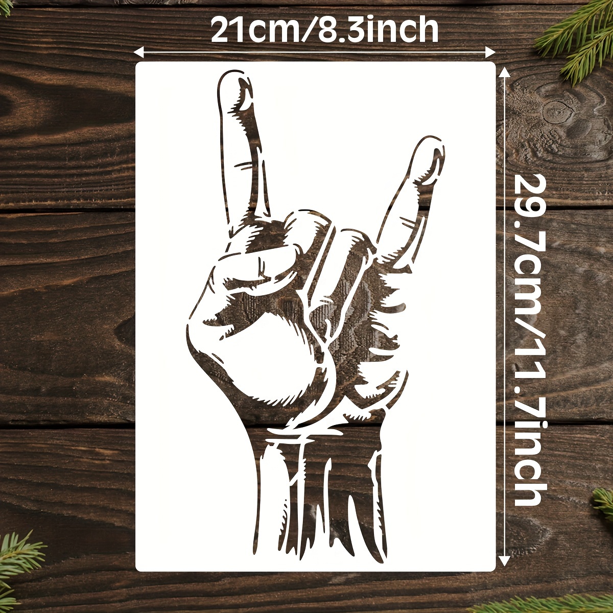 Rock Hand Gesture Drawing Stencils For Diy Crafts - Plastic Template Set For Scrapbooking, Card Making, Painting - A4 & A5 Sizes Included - Reusable Crafting Supplies For Music Themed Art Projects