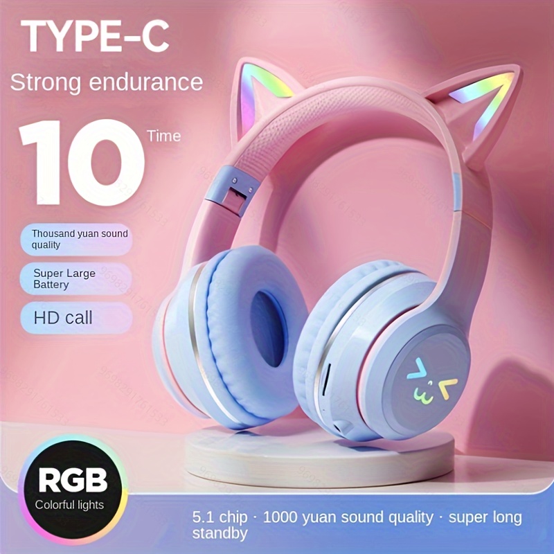 New B39 Pro Gradient Wireless Cat Ear Headphones With Mic - Temu
