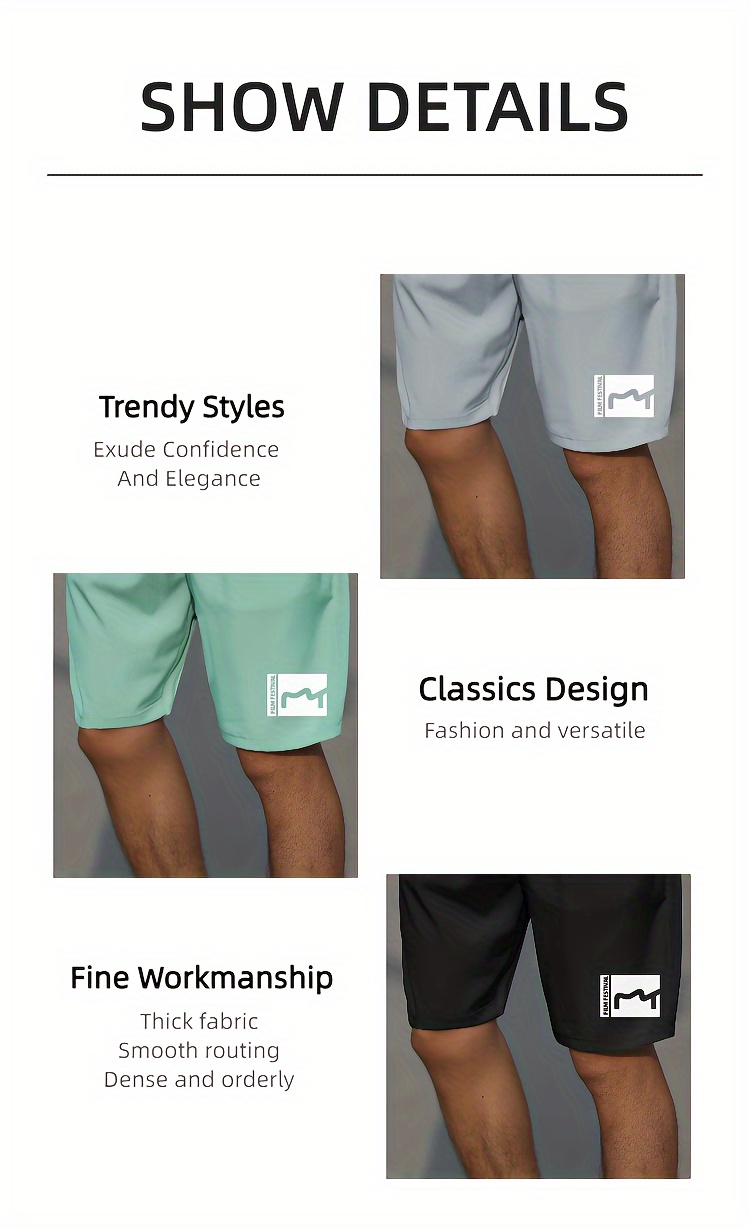 Men's Slim Fit Shorts With Pockets For Summer Outdoor, Casual Letter Print Slightly Stretch Drawstring Graphic Clothes