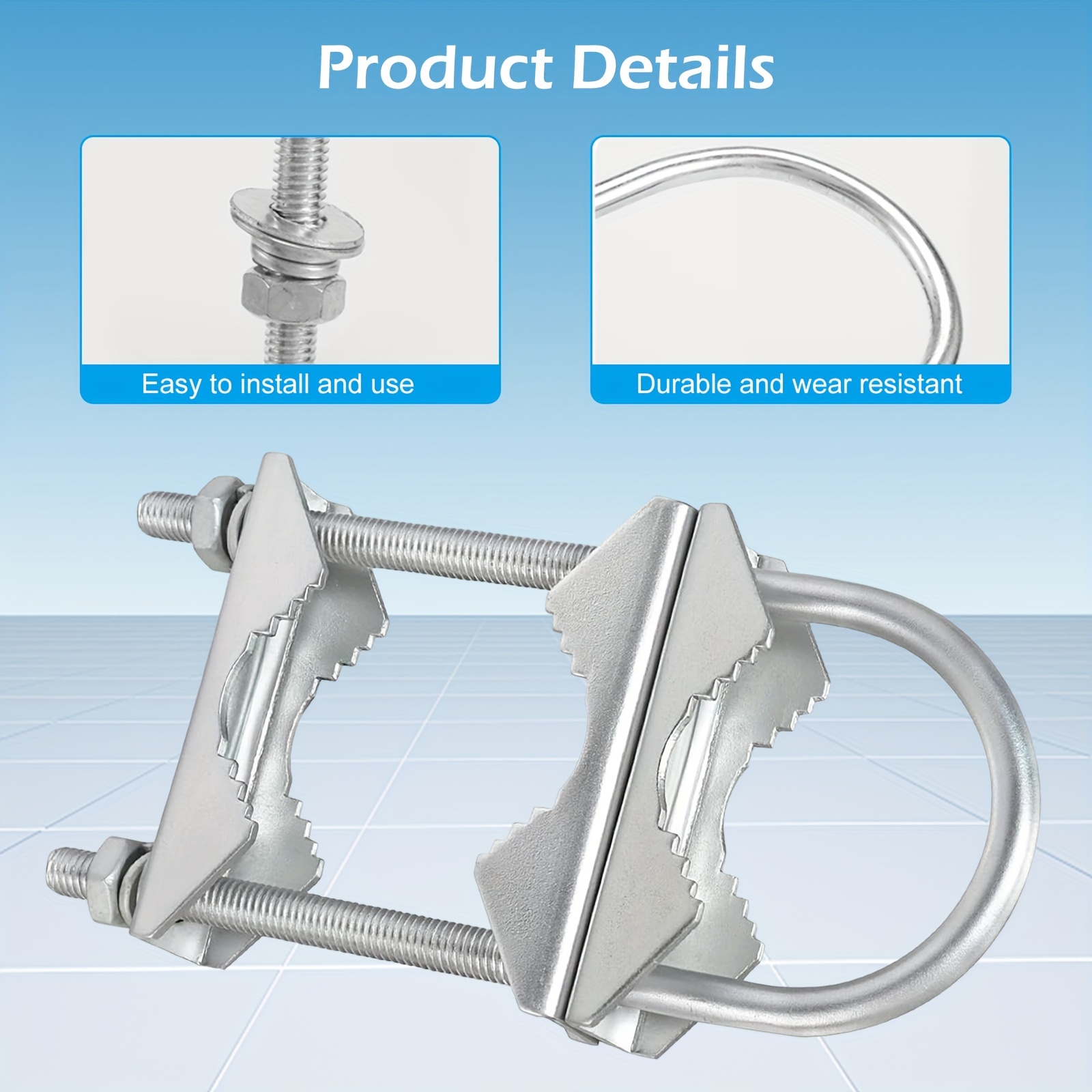 

2pcs U-shaped Pipe Clamps With Screw Bolt - Carbon Steel, Industrial Hardware For Securing Pipes &