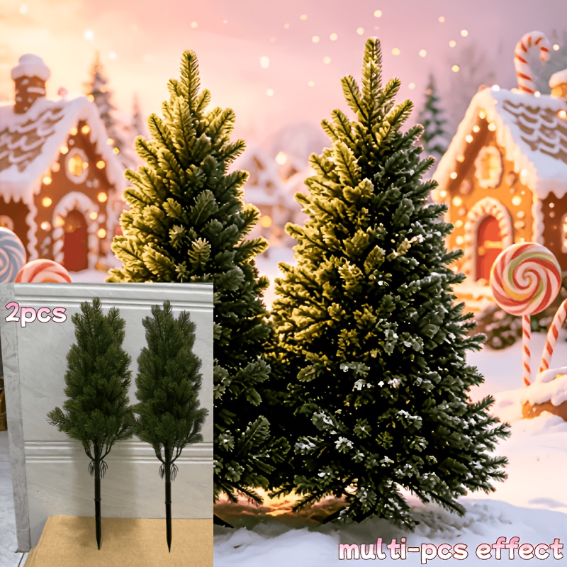 TEMU 2pcs Dense Branch Artificial Pine Needle Christmas Trees, Suitable For Living Room, Fireplace, Entrance Porch, , Enhancing Rich Western Holiday