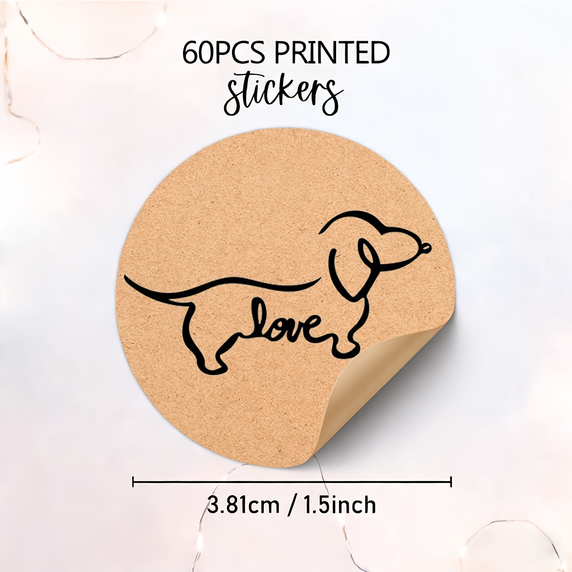 TEMU 60pcs, Dachshund With Love Round Paper Gift Stickers, Decorative Paper Labels For Goodie Bags, Envelope Seals And Party Supplies, Small Business
