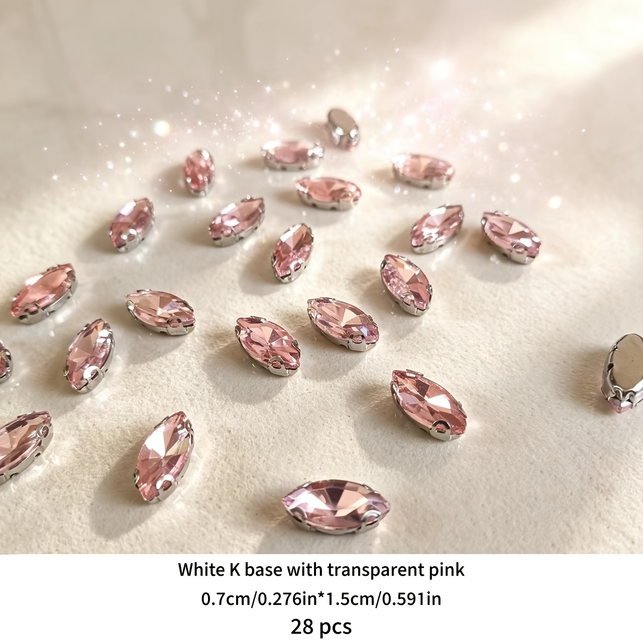 TEMU 28pcs/pack, Durable Hand Sewn Glass Rhinestones, Claw Drills, Transparent Light Eye Shaped Decorative Rhinestones, Diy Handmade Decorative