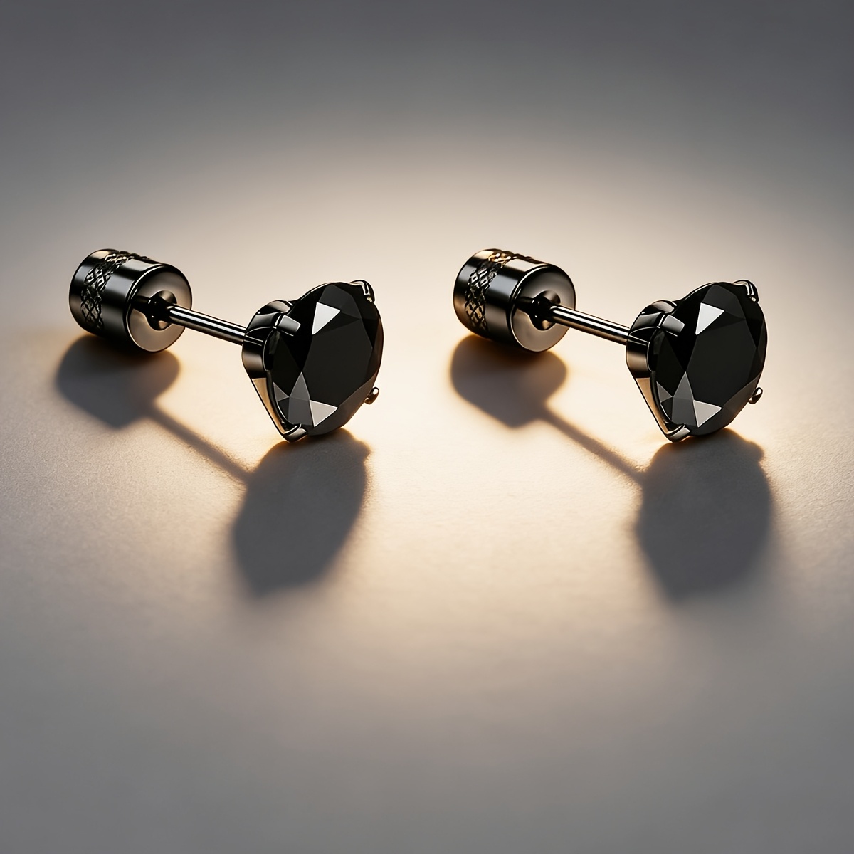 TEMU 2pcs Stainless Steel Synthetic Synthetic Zirconia Stud Earrings, Unisex, Multiple Colors , Trendy Jewelry