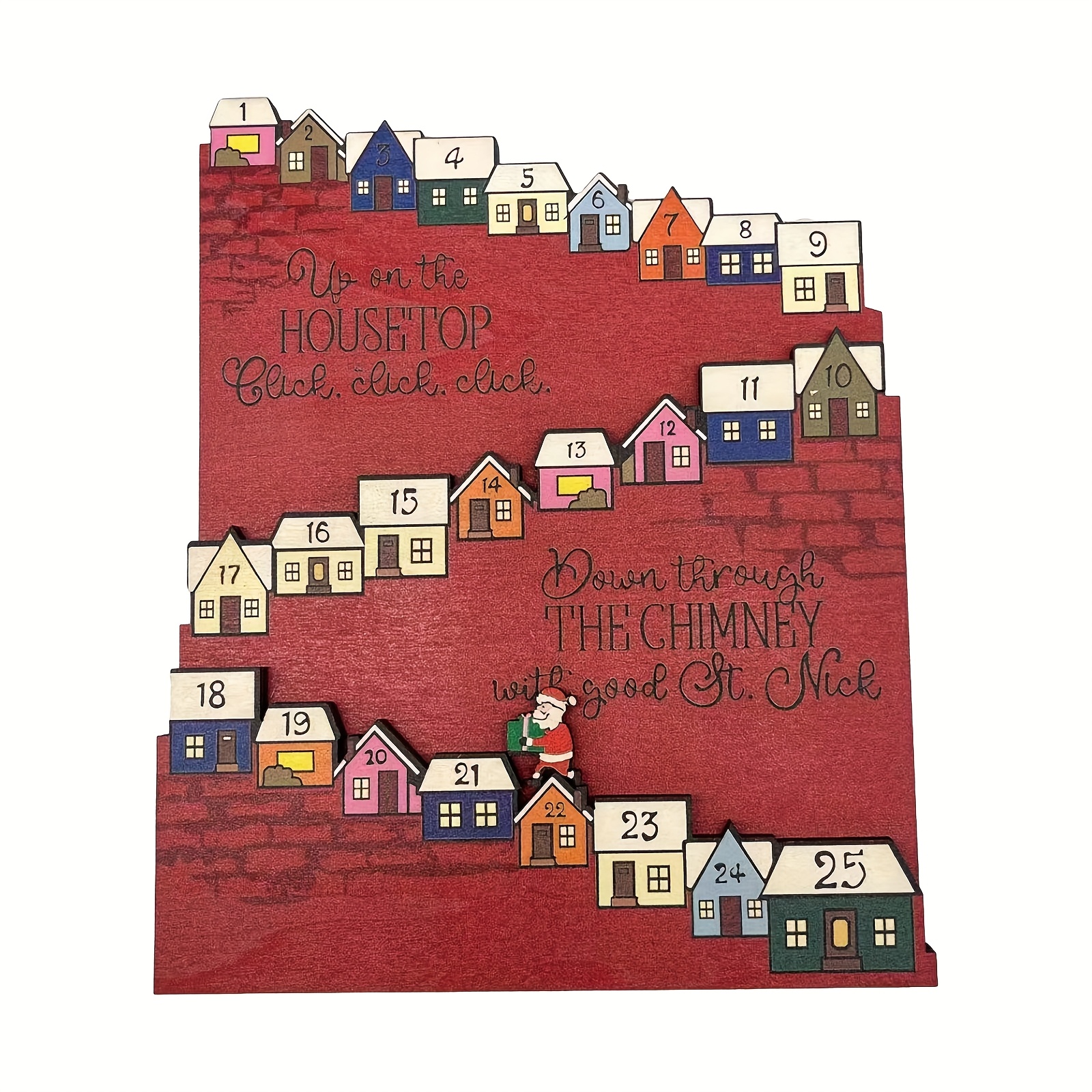 Image of Christmas Calendar With Moving Figures To Hang As A Gift Decoration, Christmas Decoration, Festive Decoration Gift, Santa Claus Gifts To
