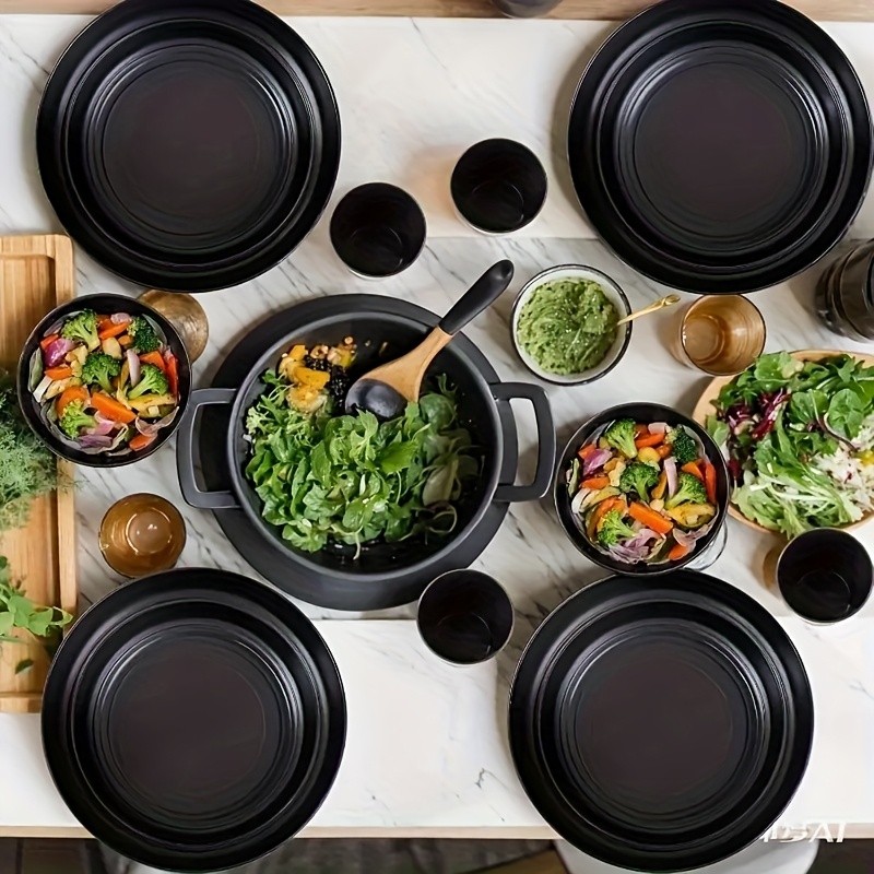 32 16pcs kitchen wheat straw large size dinnerware set service for 8 4 unbreakable modern dish set dinner plate dessert plate cereal bowl cup dishwasher and microwave safe lightweight tableware perfect camping and everyday use gifts for men details 4