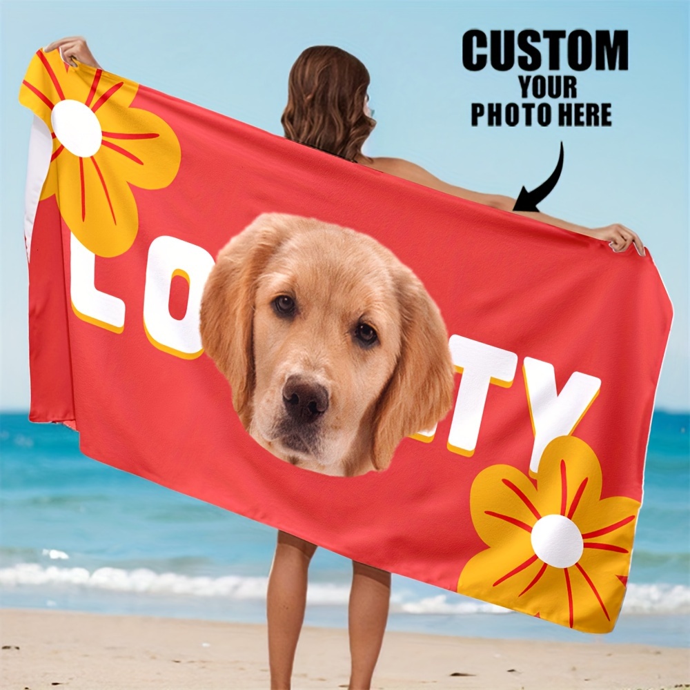 1* Photo Beach Towel Personalized with Your Own Photo Name/Text Your  Picture Online for Pool, Bath, Vacation Dog// Ima