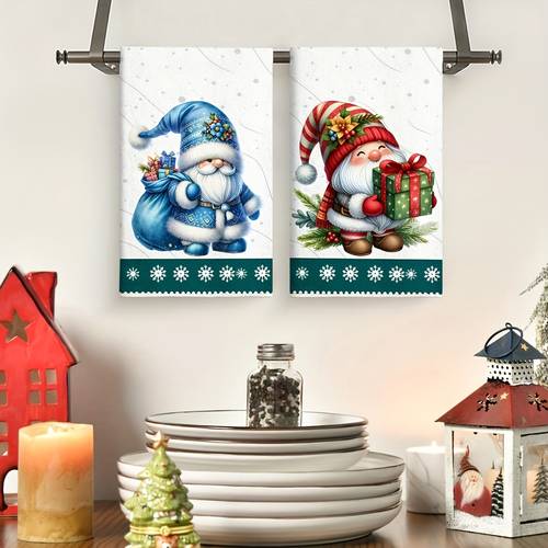 item picture christmas hand towel christmas elf 2pcs dish towels rags towels cleaning cloths suitable for kitchen bathroom car window cleaning supplies cleaning tools christmas gifts christmas decorations new year gifts decorative tea towels