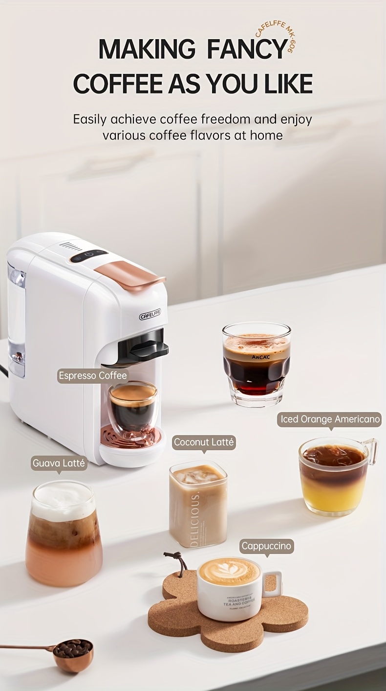 5-в-1 Мултифункционална кафемашина с капсули | Съвместима с NES, DG, K-CUP, ESEpod капсули | Идеална за домашна и офис употреба | Перфектен подарък за членове на семейството