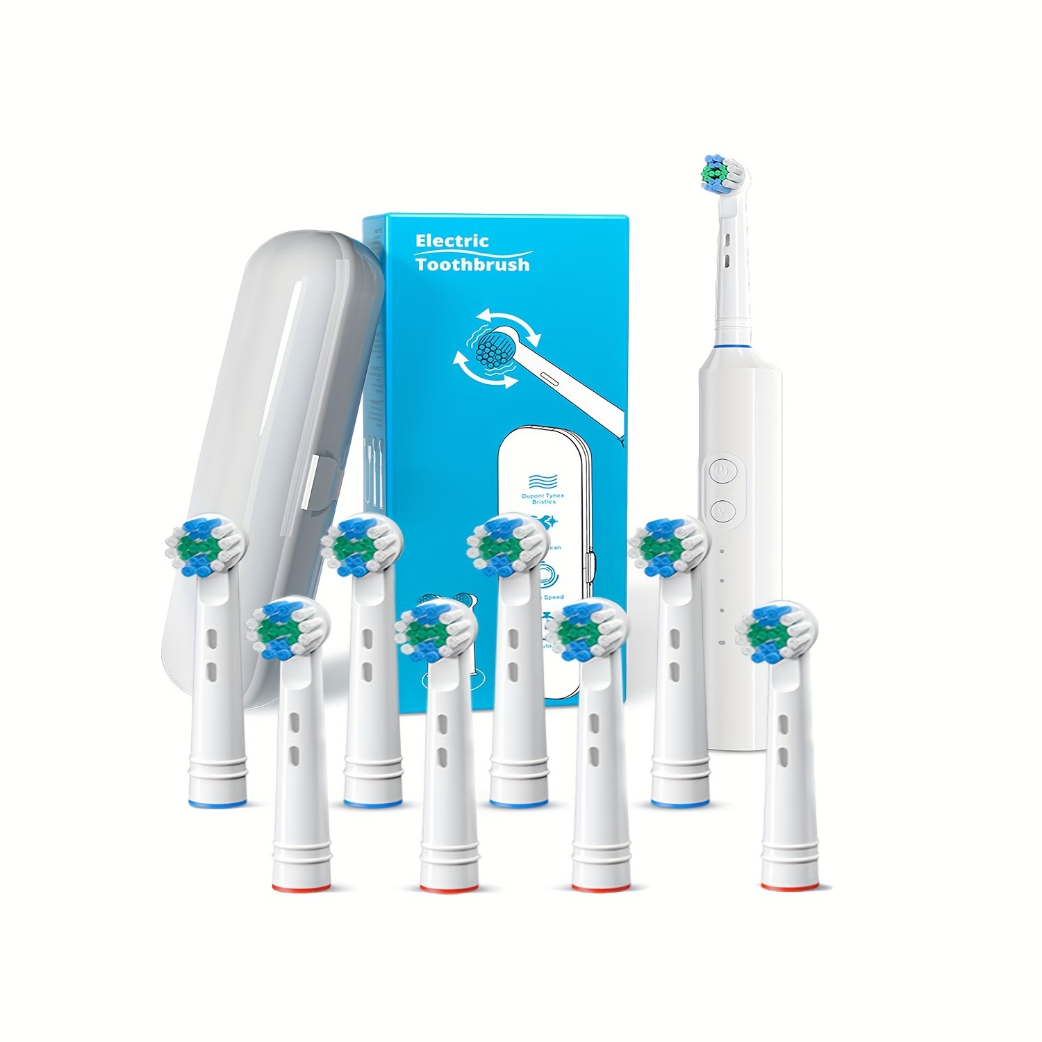 

8pcs Electric Toothbrush For Adults & - Usb Rechargeable With 3 , Includes Charging Case & 8 Brush Heads, Ideal For Sensitive Teeth & Gums