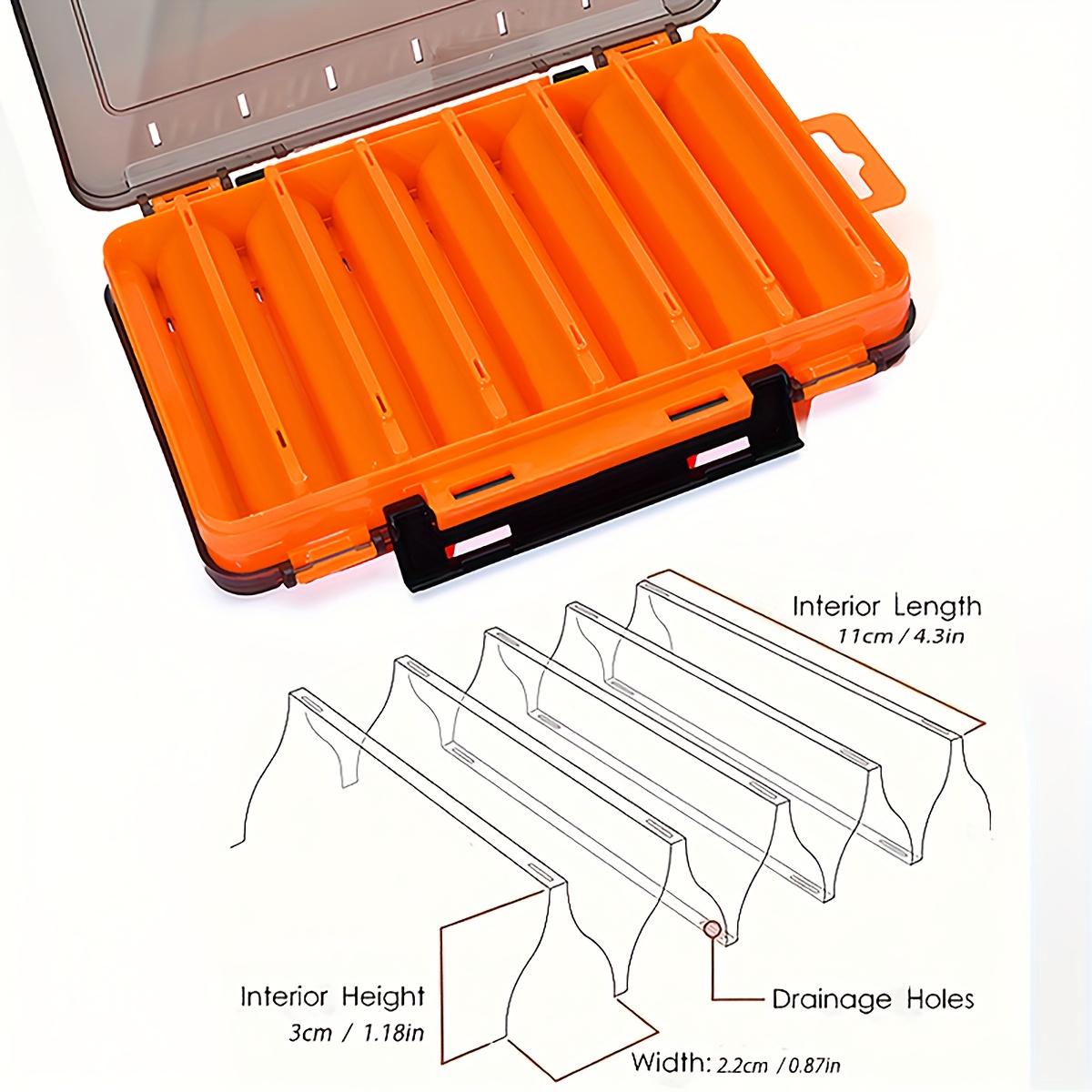 1pc double sided fishing tackle box 14 cells   bait storage case fishing tool accessories Product details 3