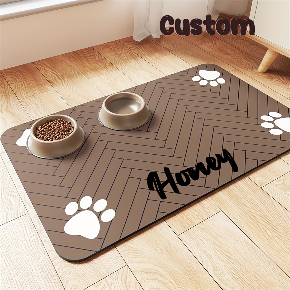 TEMU 1pièce Tapis de nourrissage pour animaux de compagnie en diatomite à séchage rapide personnalisable - Résistant aux éclaboussures, absorbant,