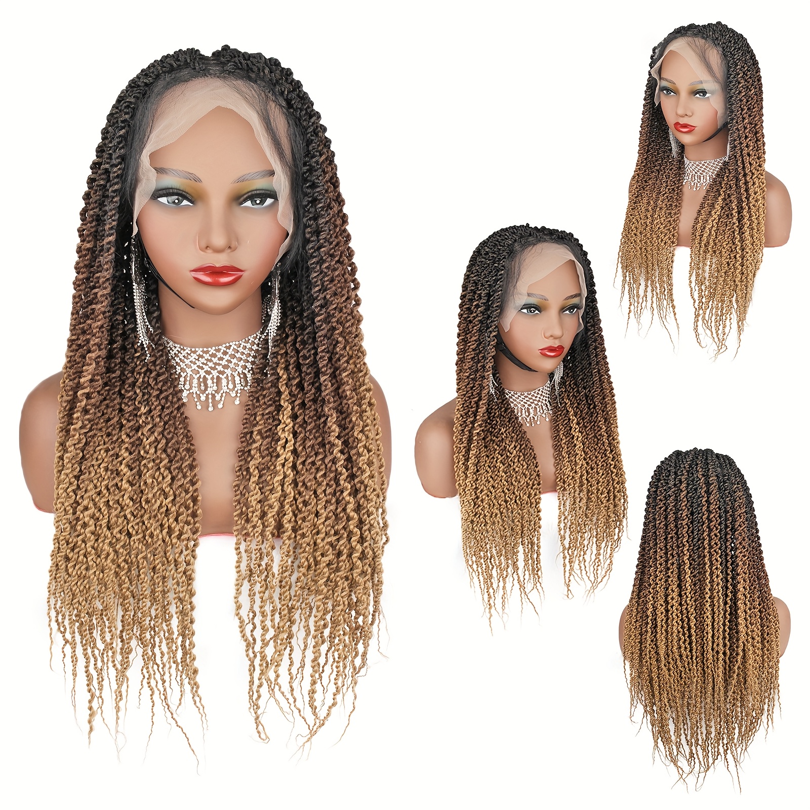 passion twist knotless box braided wigs full double lace - Temu display picture 1
