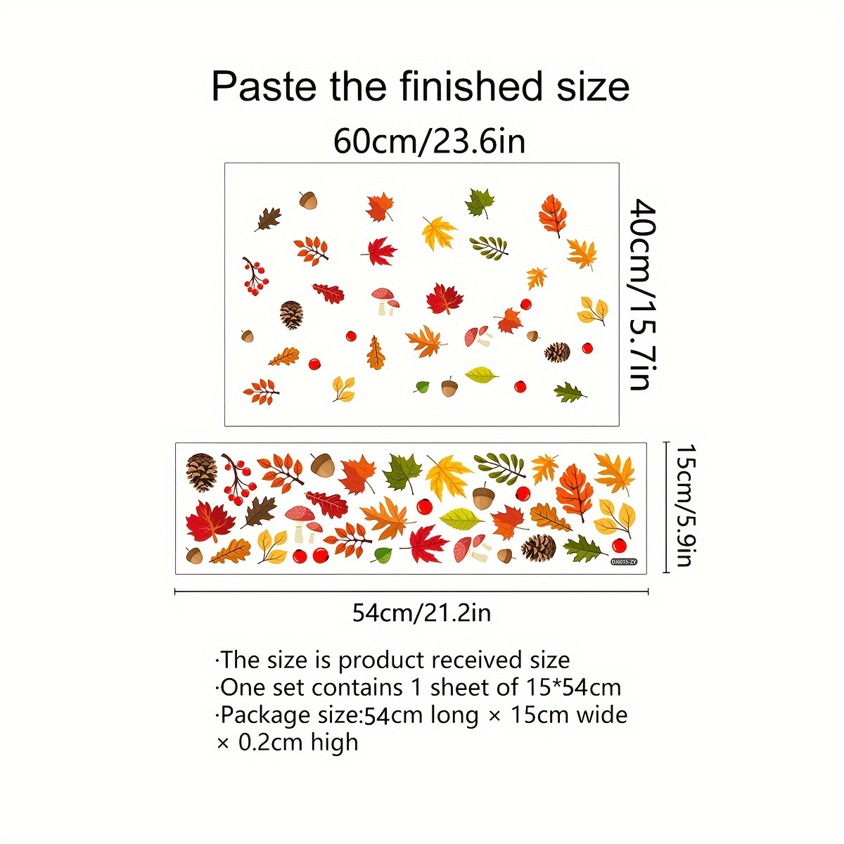 A (15*54cm) Autumn Maple Leaf Fruit Bedroom Window Balcony Window Sticker Decoration Window Glass Electrostatic Sticker 20 Double-sided Printing Double-sided (dj6015-zy)