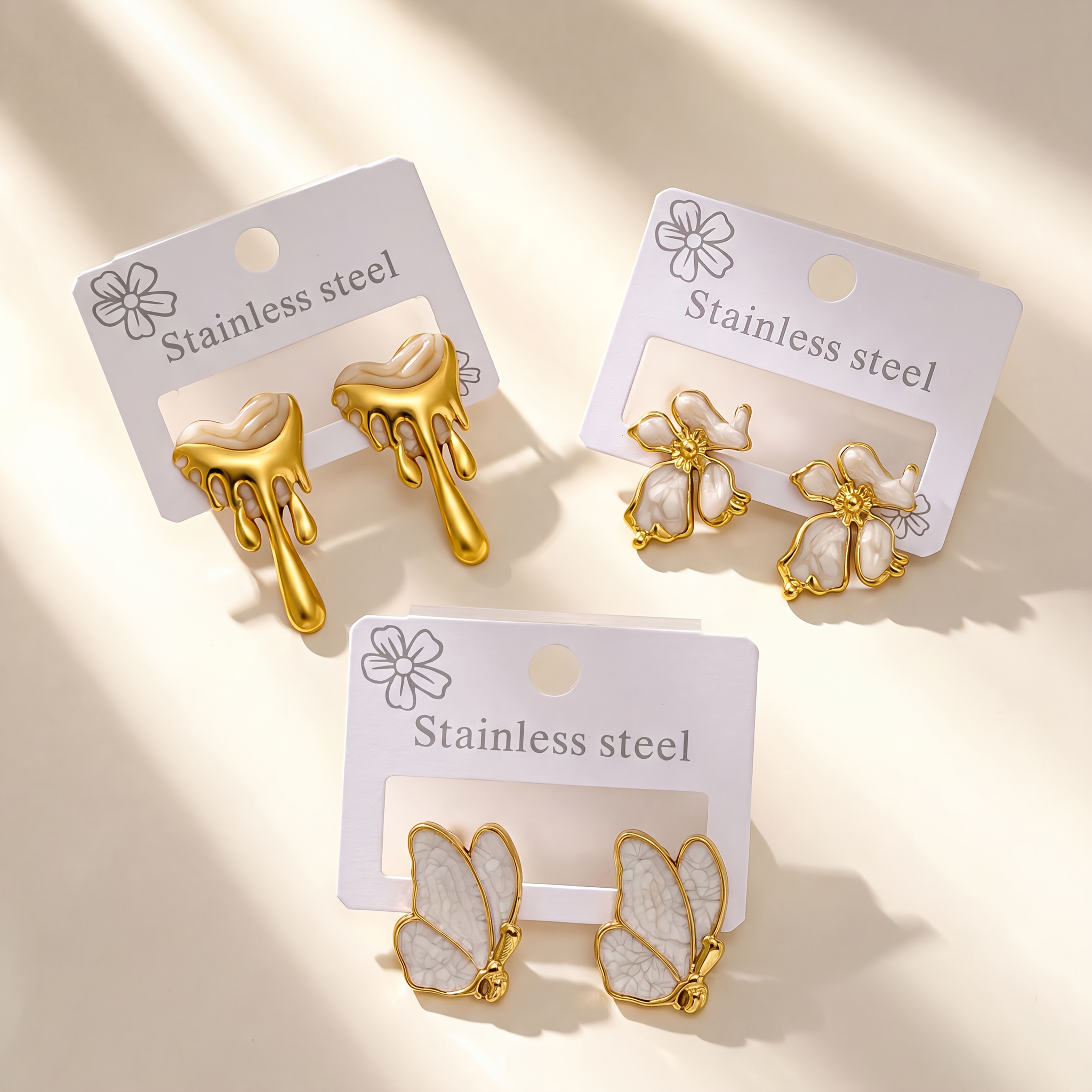 1/3/5 Pairs Women's Gold-Plated Earring Set, Elegant Designs