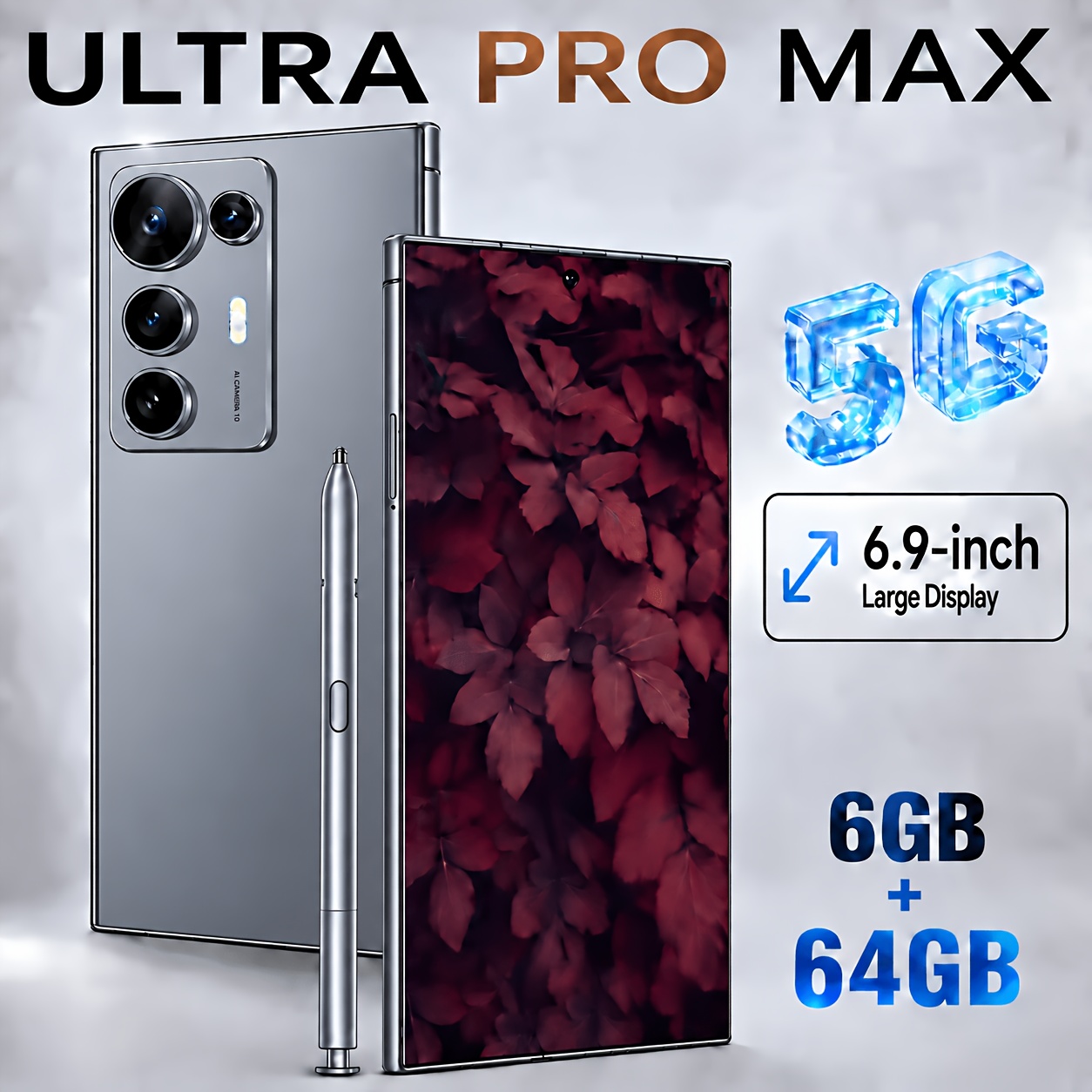 TEMU 2026 New Unlocked 5g Smartphone, 6.9 Inch Hd Full Screen Mobile Phone, Dual 5g Unlocked Cell Phone, Built-, Gps Navigation, Type-c Fast Charge,