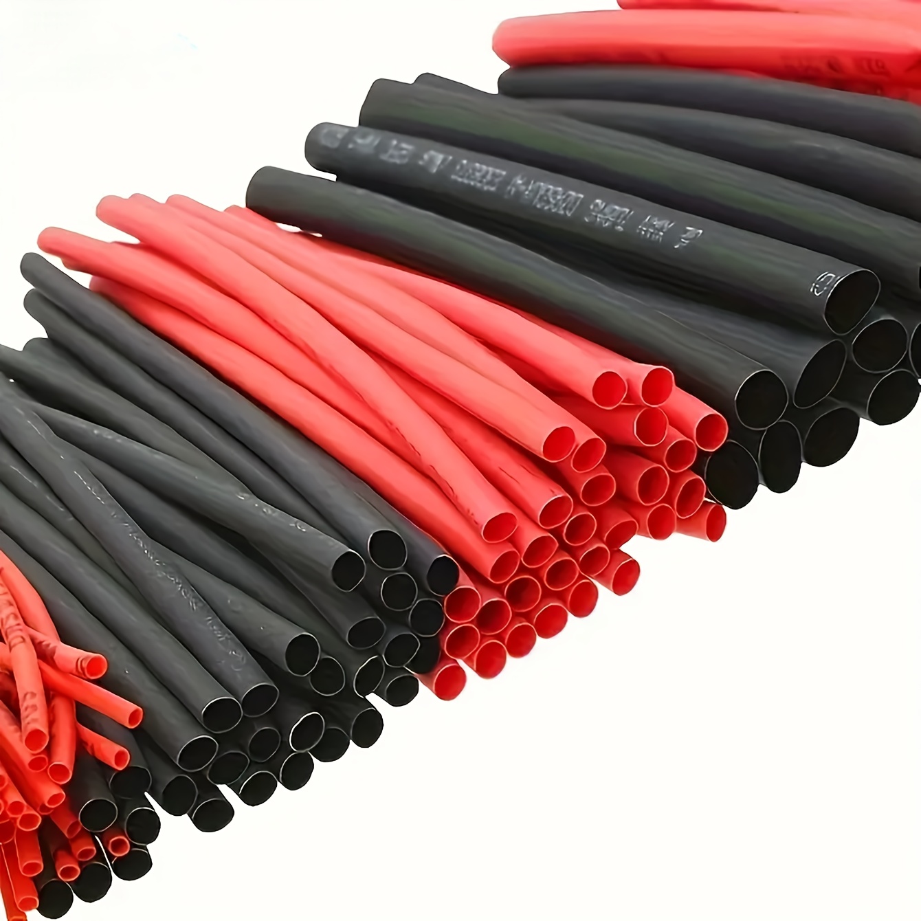 127pcs Assorted Black & Red Shrink Tubing, 2:1 PE Polyolefin Cable Sleeving, Automotive Wire Wrapping Kit, Industrial Electrical Interconnects