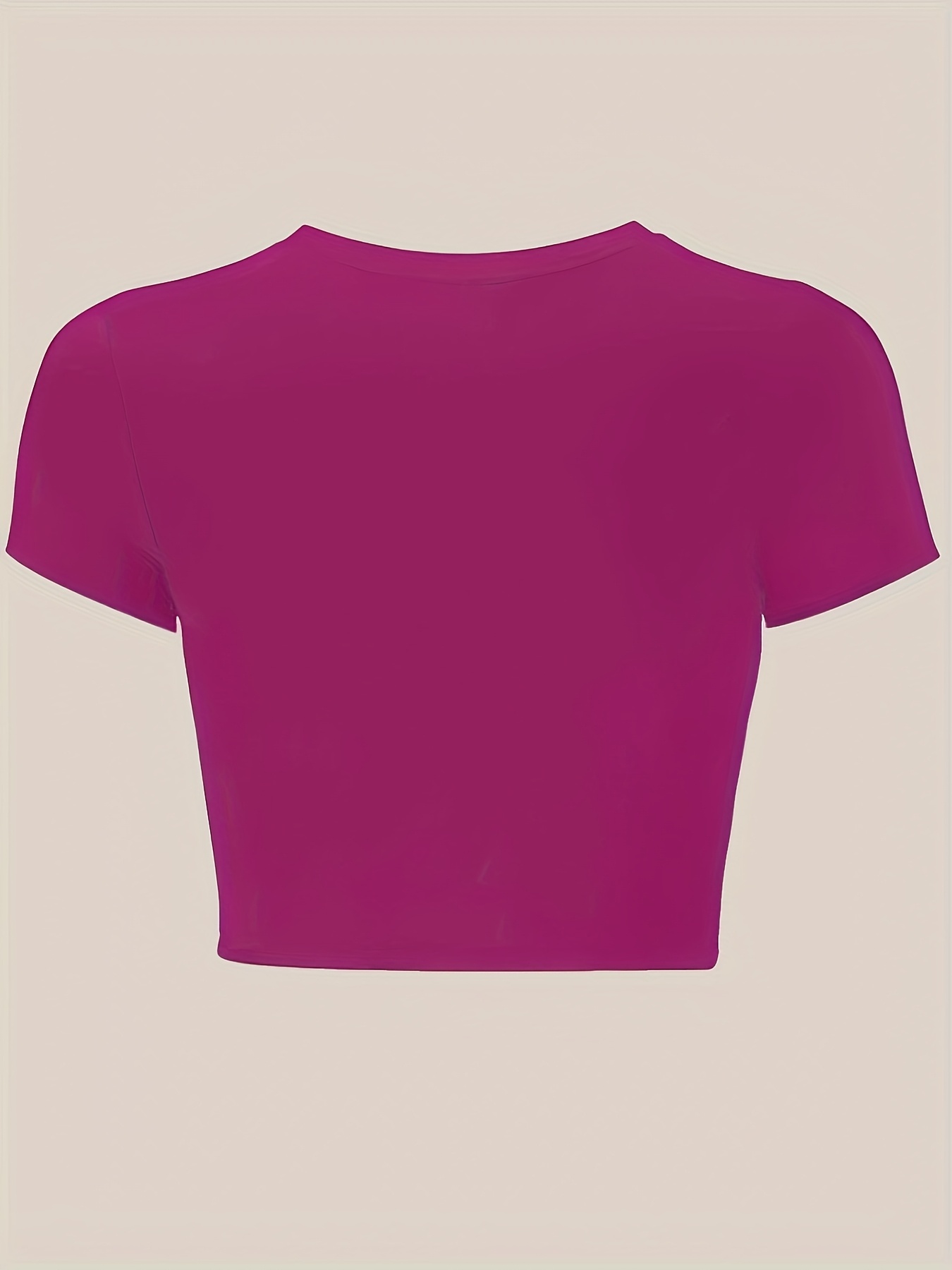 Women'S Slim Fit Stretchy Short Sleeve T-Shirt - Solid Color Burgundy, Round Neck, Casual Top for Spring/Summer, Machine Washable, Everyday Tshirt | Round Neck Tee | Stretchy Fabric