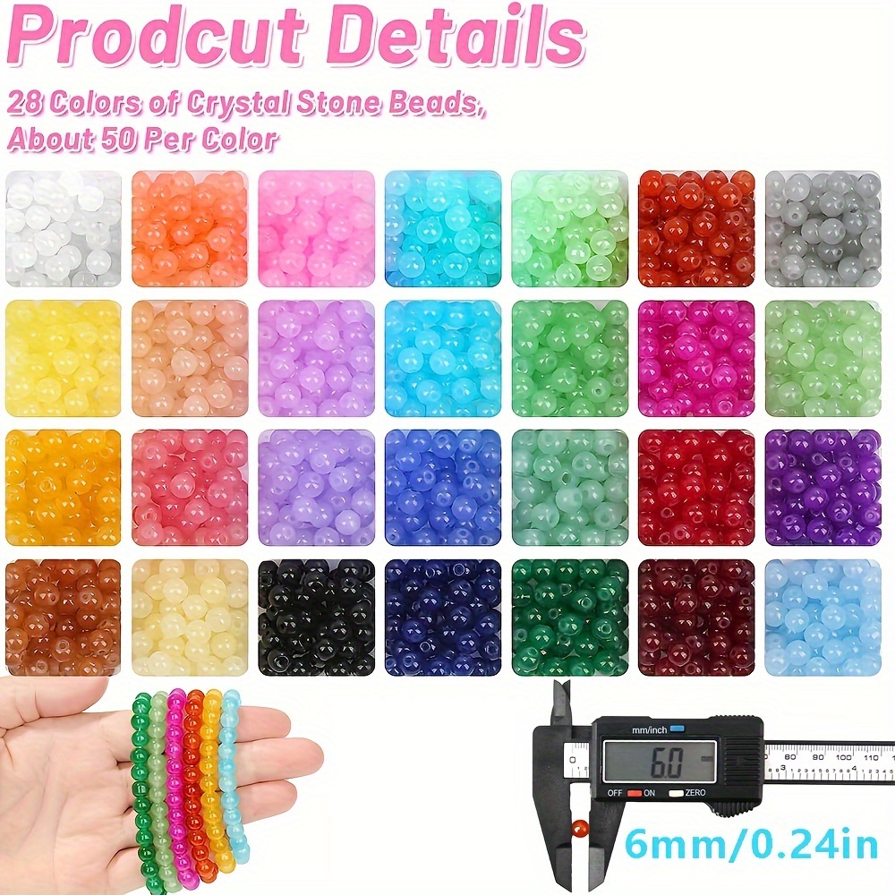 1400 Piece Crystal Jewelry Making Kit, 28 Color Gemstone Beads