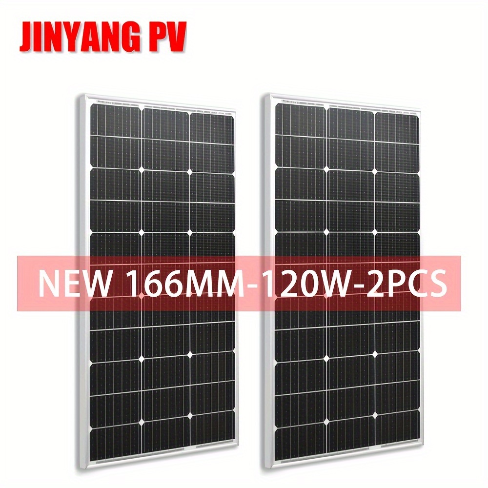 

2pcs Solar Panel 120w To 240w Solar Power 30mm Aluminum Frame Glass Coating 900mm Solar Cable 12bb Monocrystalline Solar Cell 18v For 12v Battery Charge