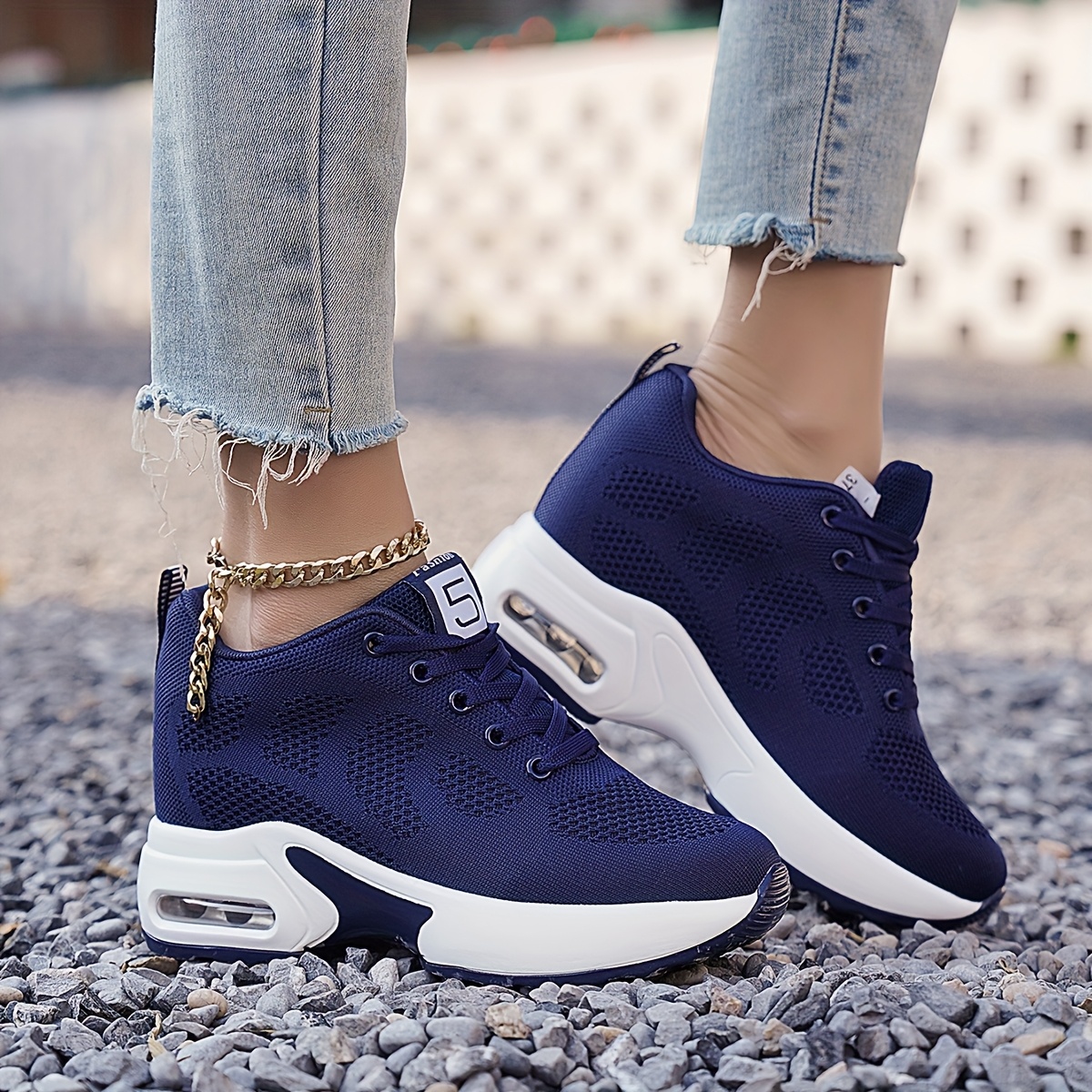 womens fashionable low top casual sneakers air cushion lace Temu