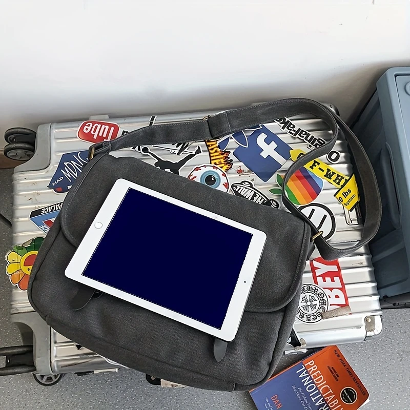 stylish vintage messenger bag crossbody satchel for laptop and everyday use details 3